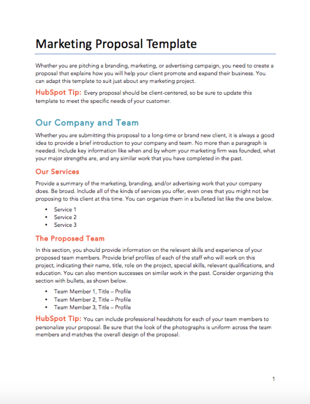 Free Marketing Proposal Template Template For Word PDF HubSpot