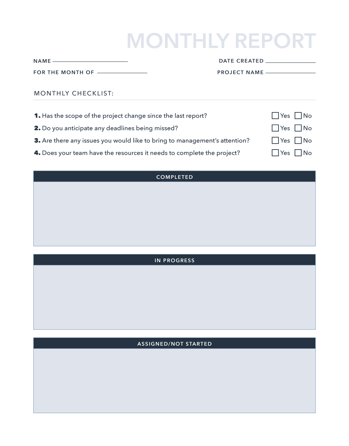 Monthly Report Template Blank Printable Pdf Excel Word Hot Sex Picture