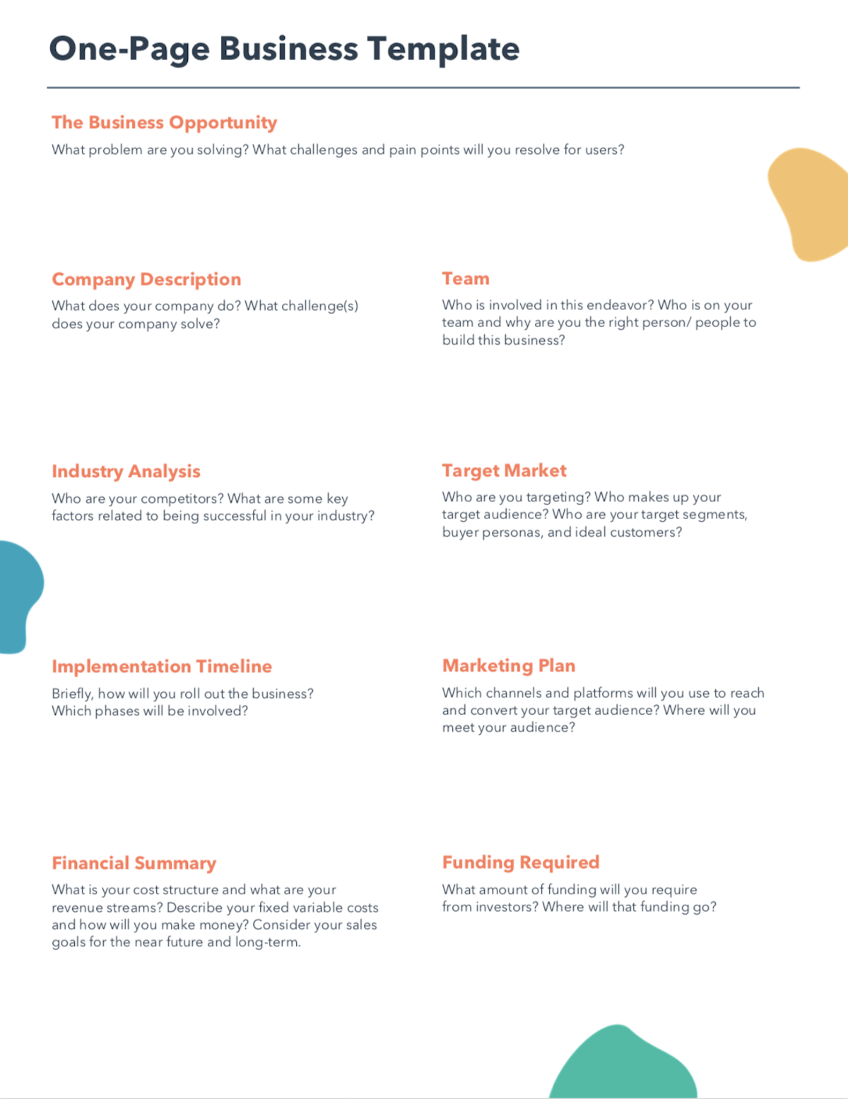 simple business plan template free