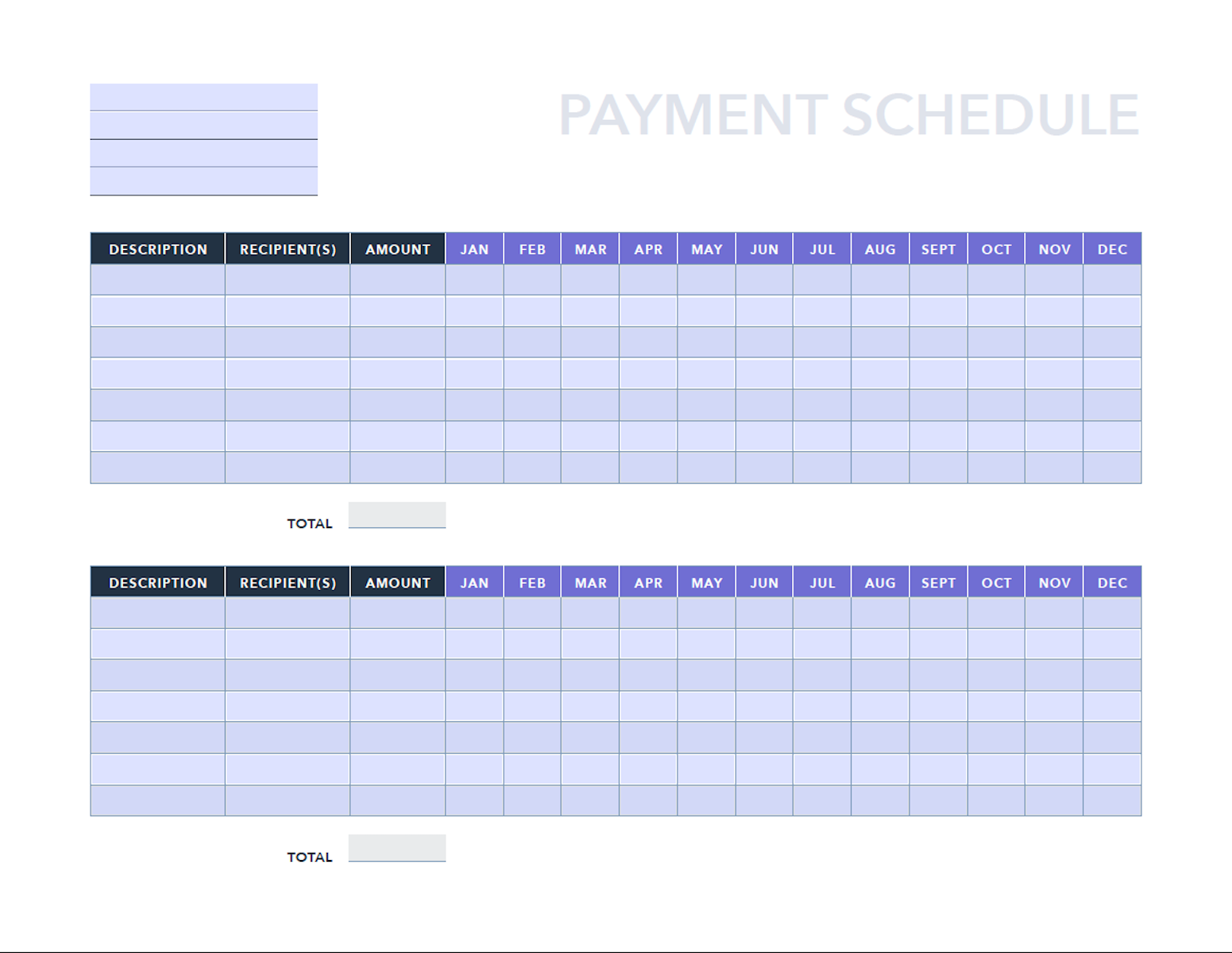 Payment Schedule Excel Template