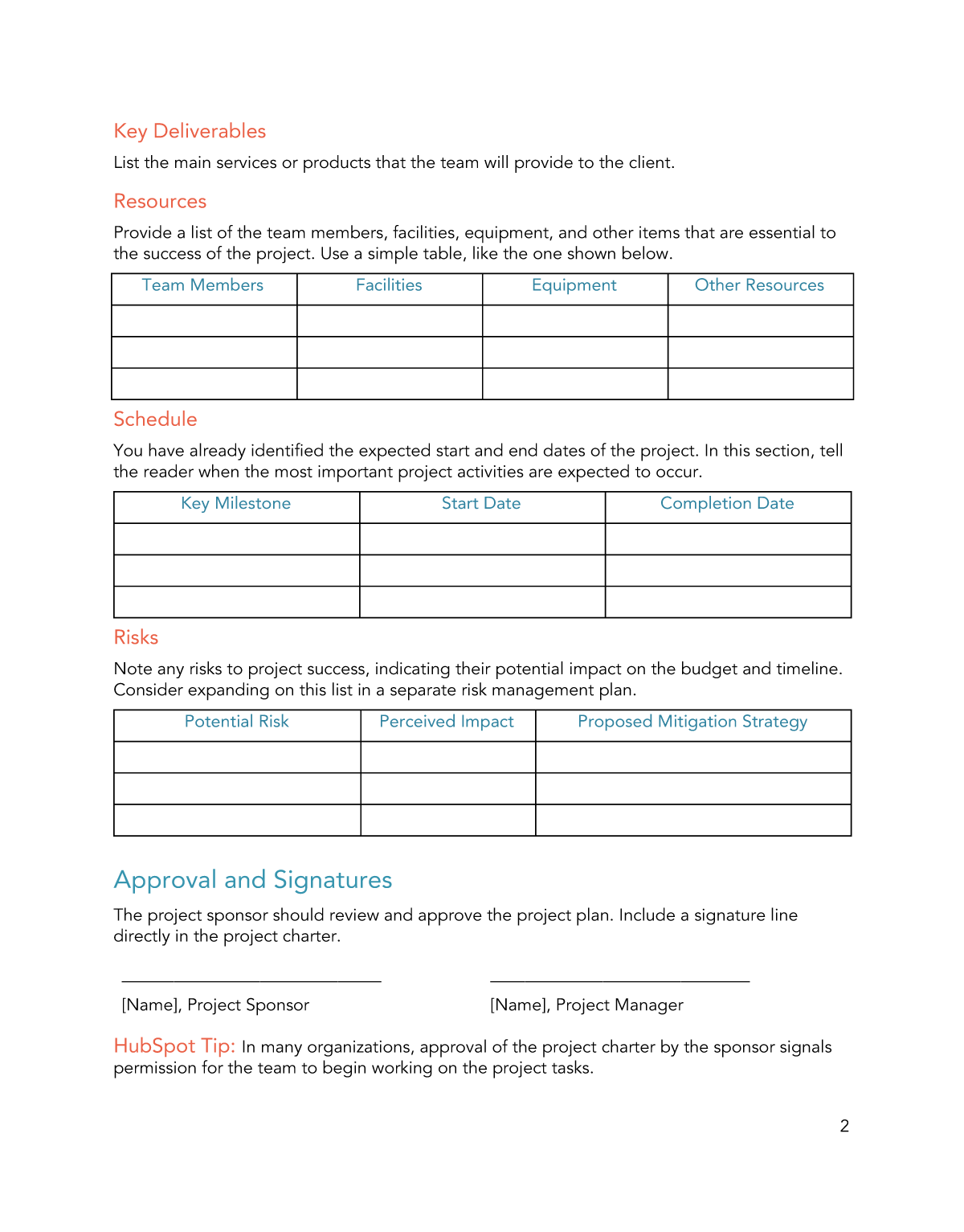 Free Project Charter Template For Word PDF Google Docs HubSpot