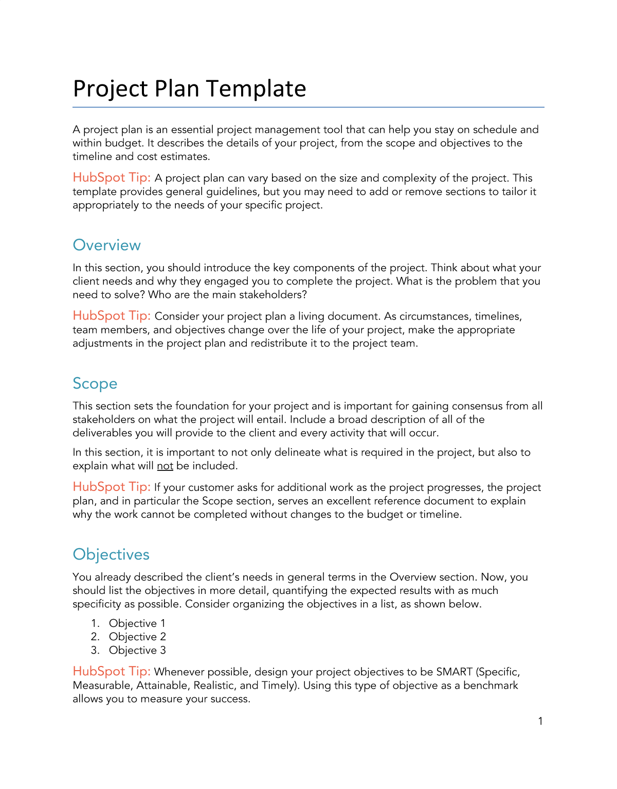 sample phase project plan