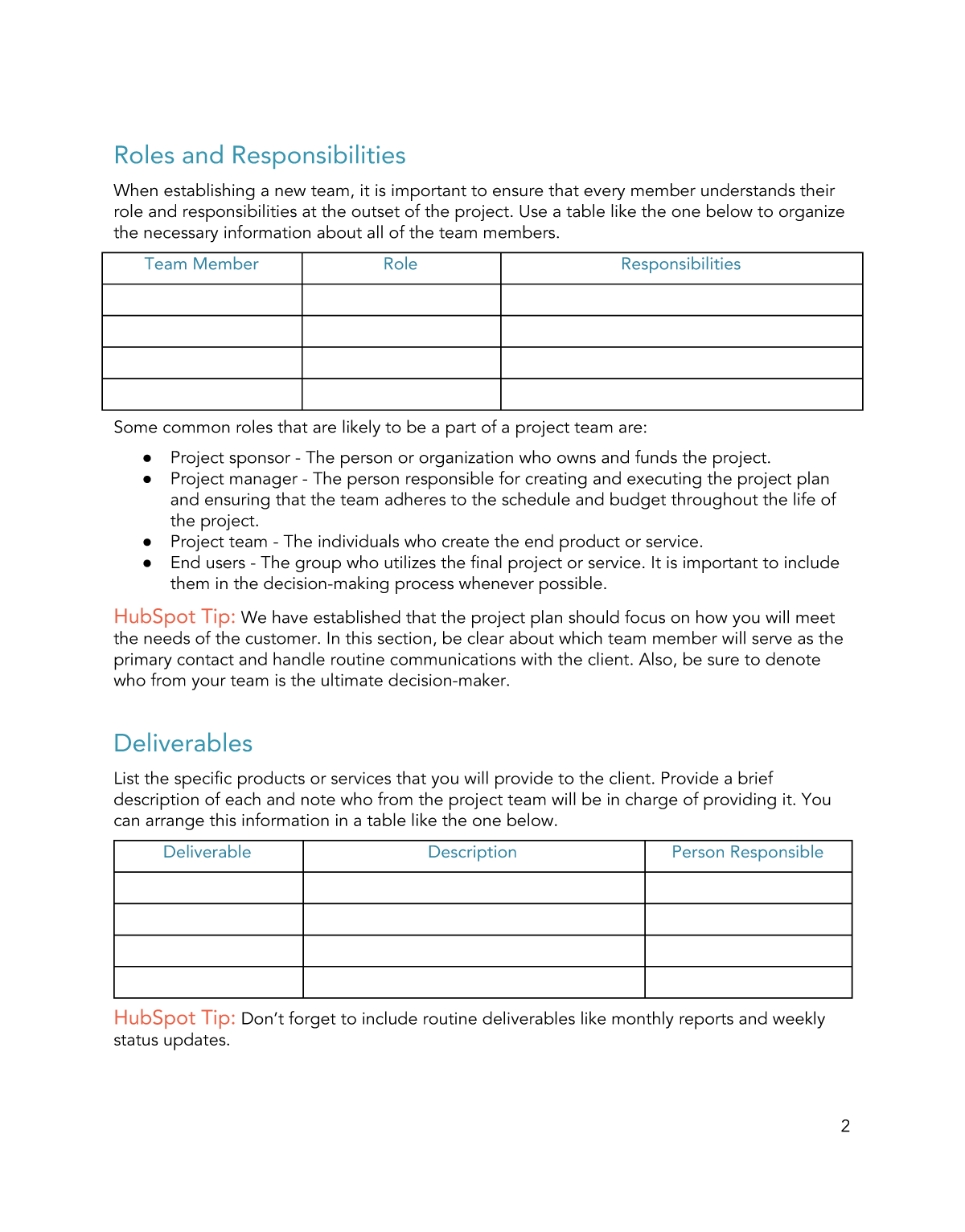 Free Project Plan Template for Word PDF Google Docs HubSpot