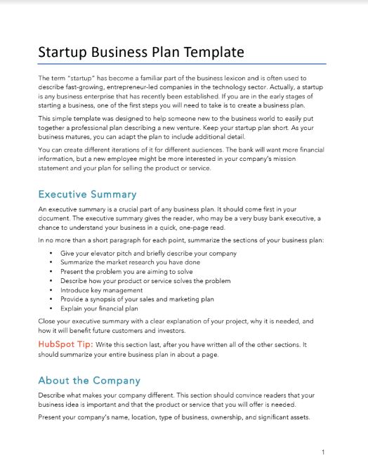 business plan template editable