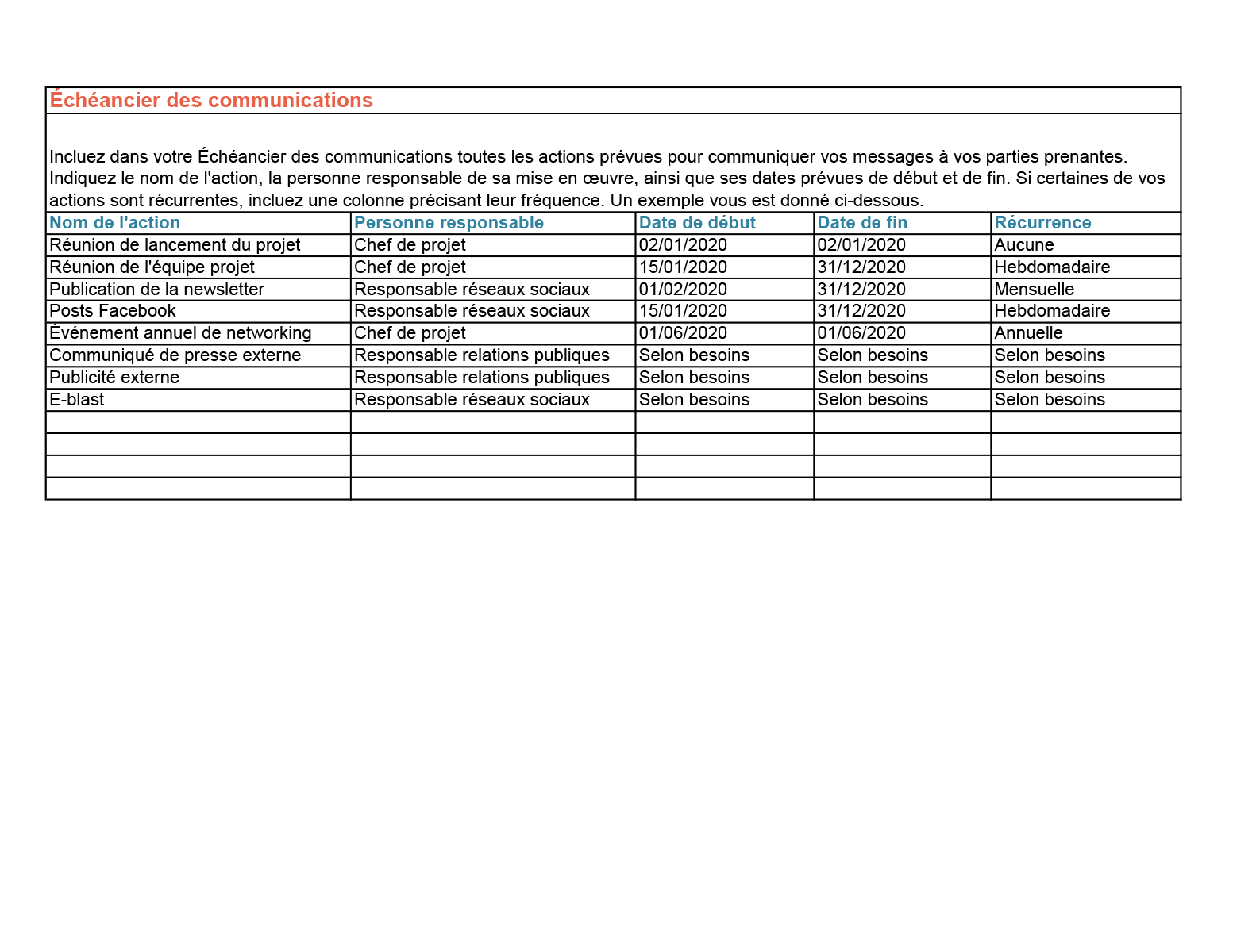 Planning semaine : modèle gratuit sous Excel, PDF