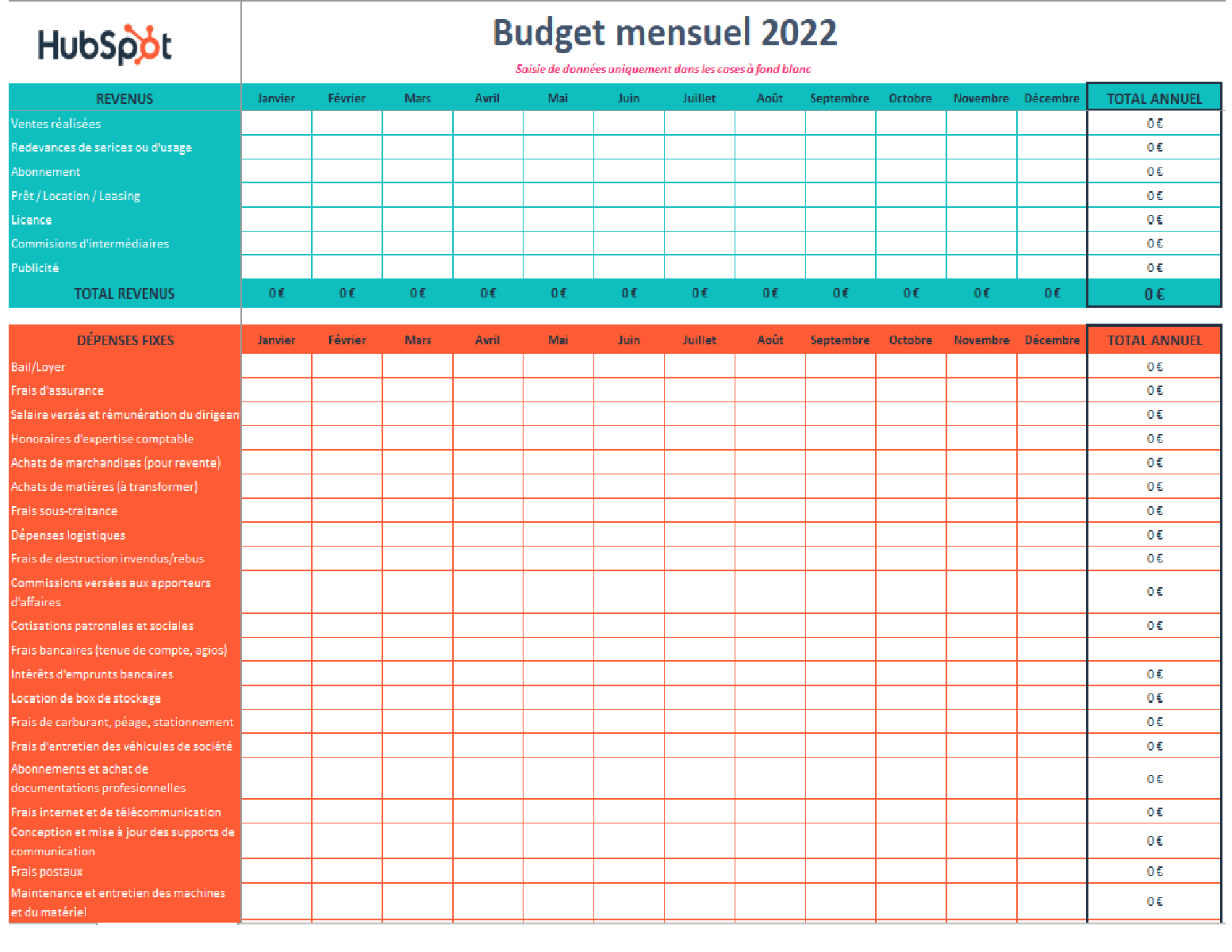 Tableau budget mensuel à imprimer / Automnal – GereTonBudget