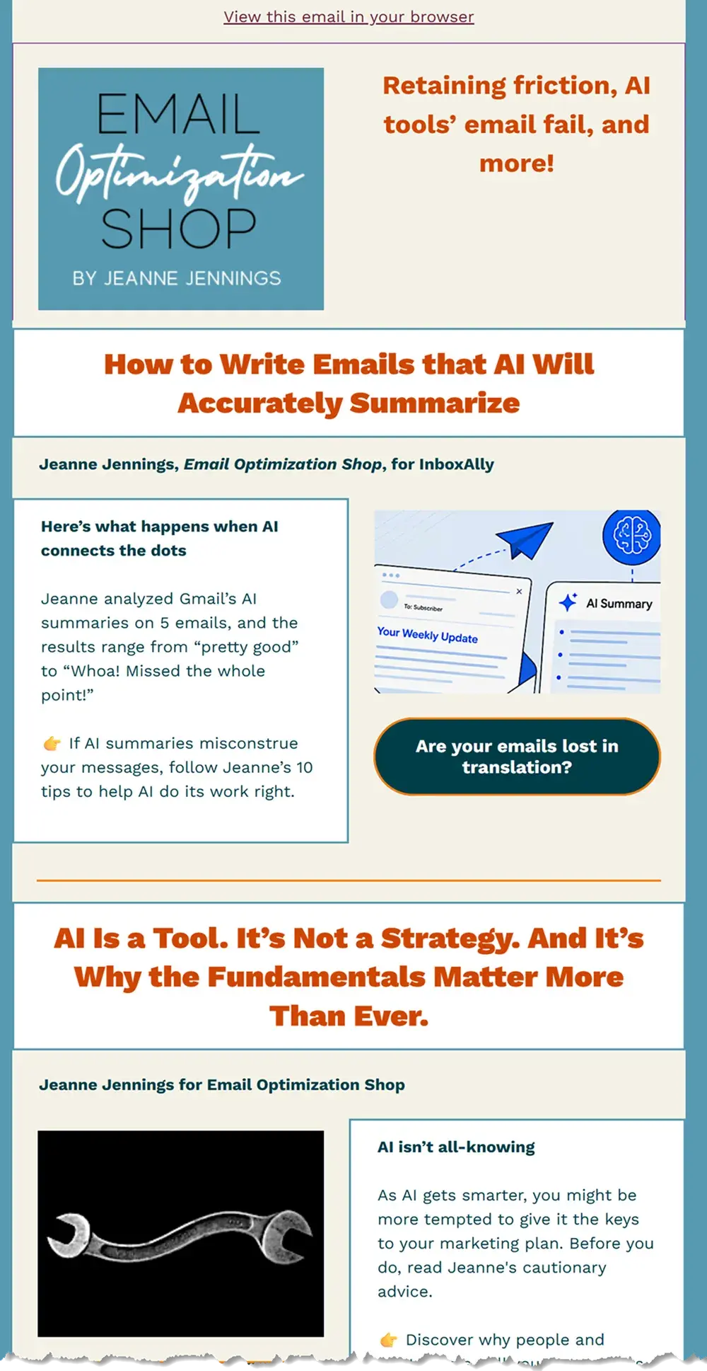 b2b email marketing examples; email optimization shop by jeanne jennings