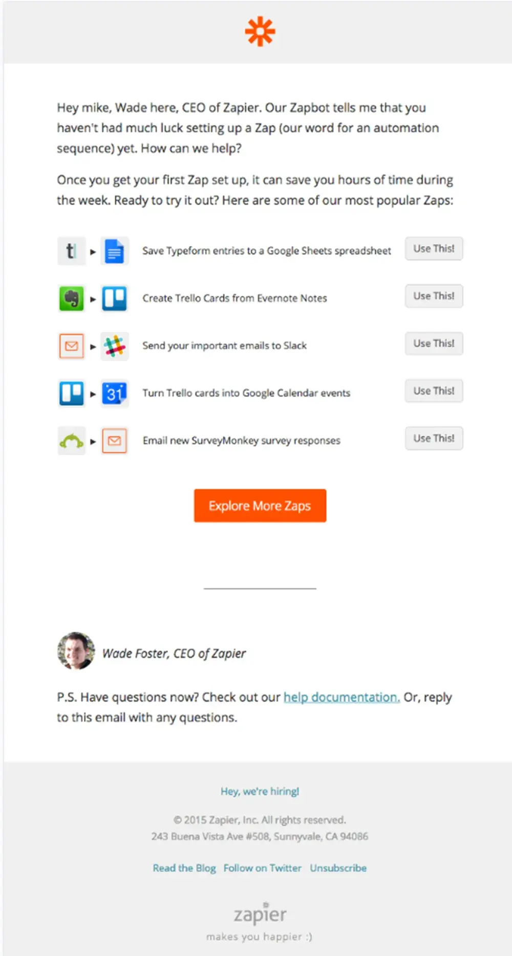 b2b email marketing examples; zapier