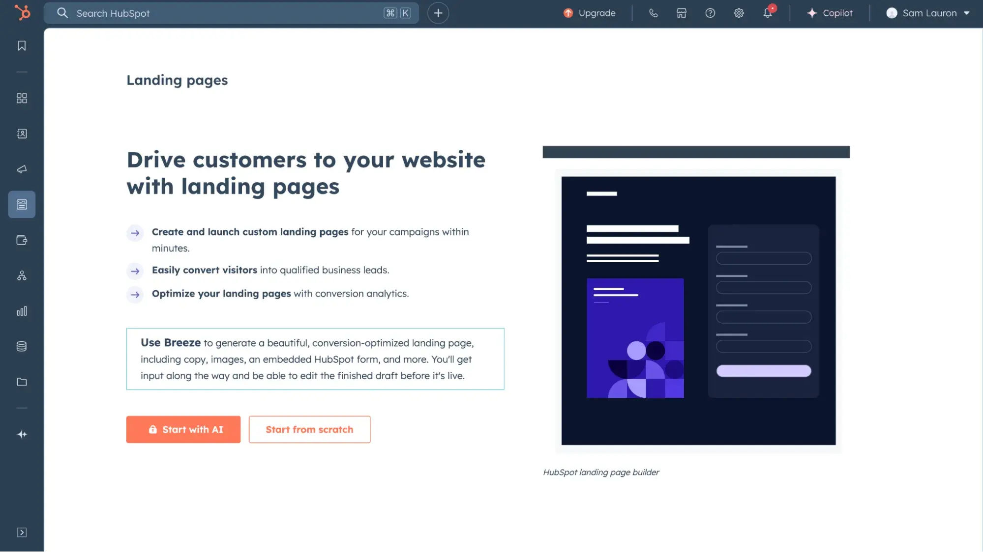 hubspots marketing hub dashboard is equipped with b2b lead generation tools.