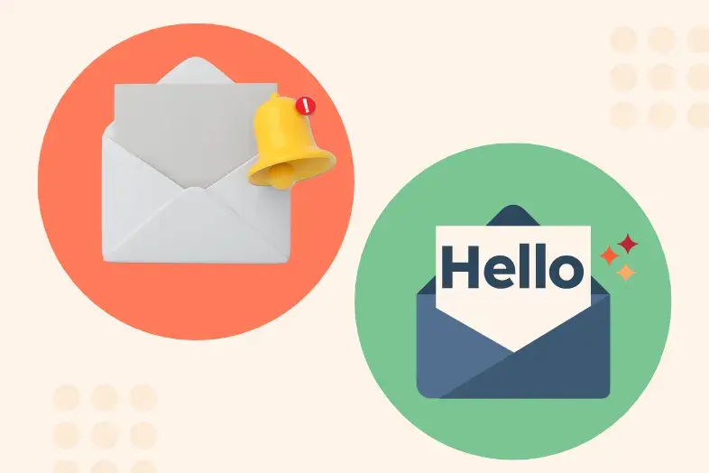 Illustrations of two email envelopes
