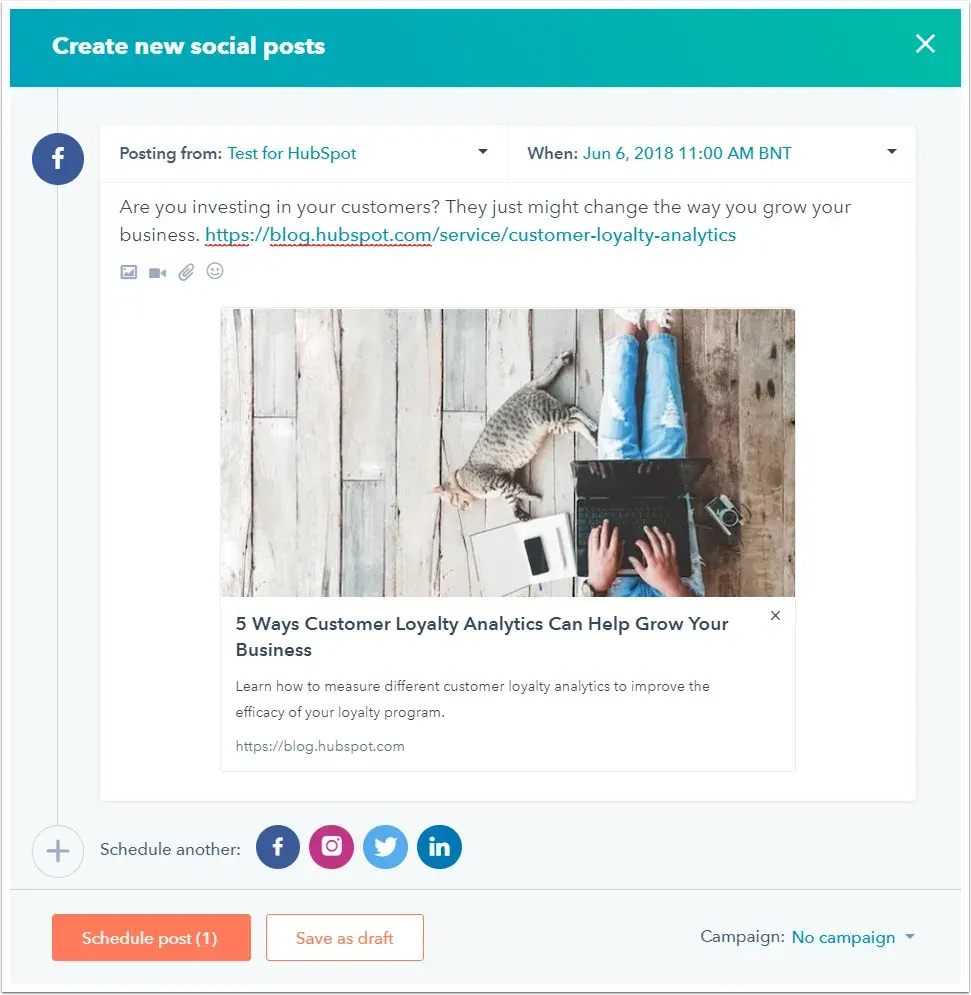 Screenshot of ̽ѡs social media publishing tool.