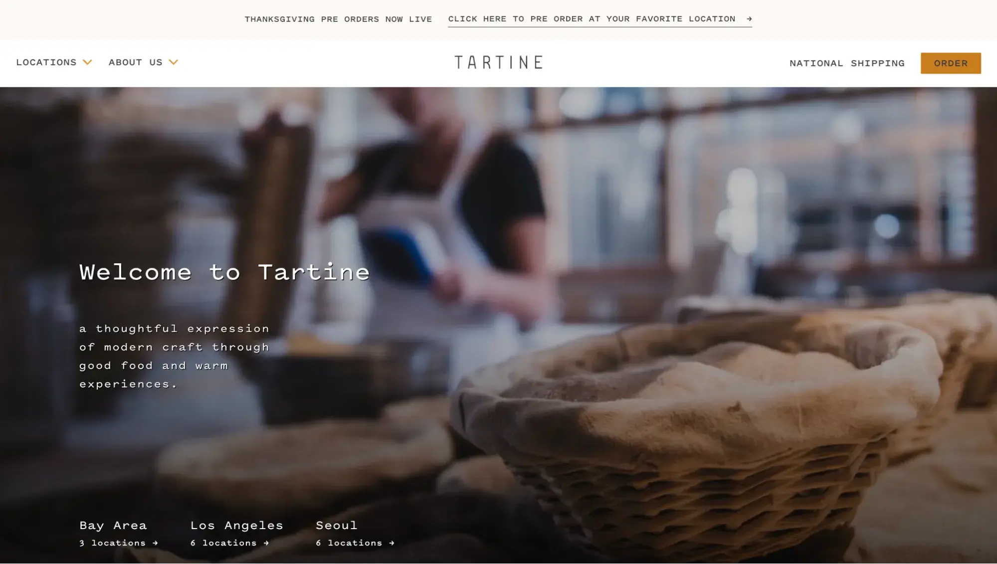 Tartines bakery website design