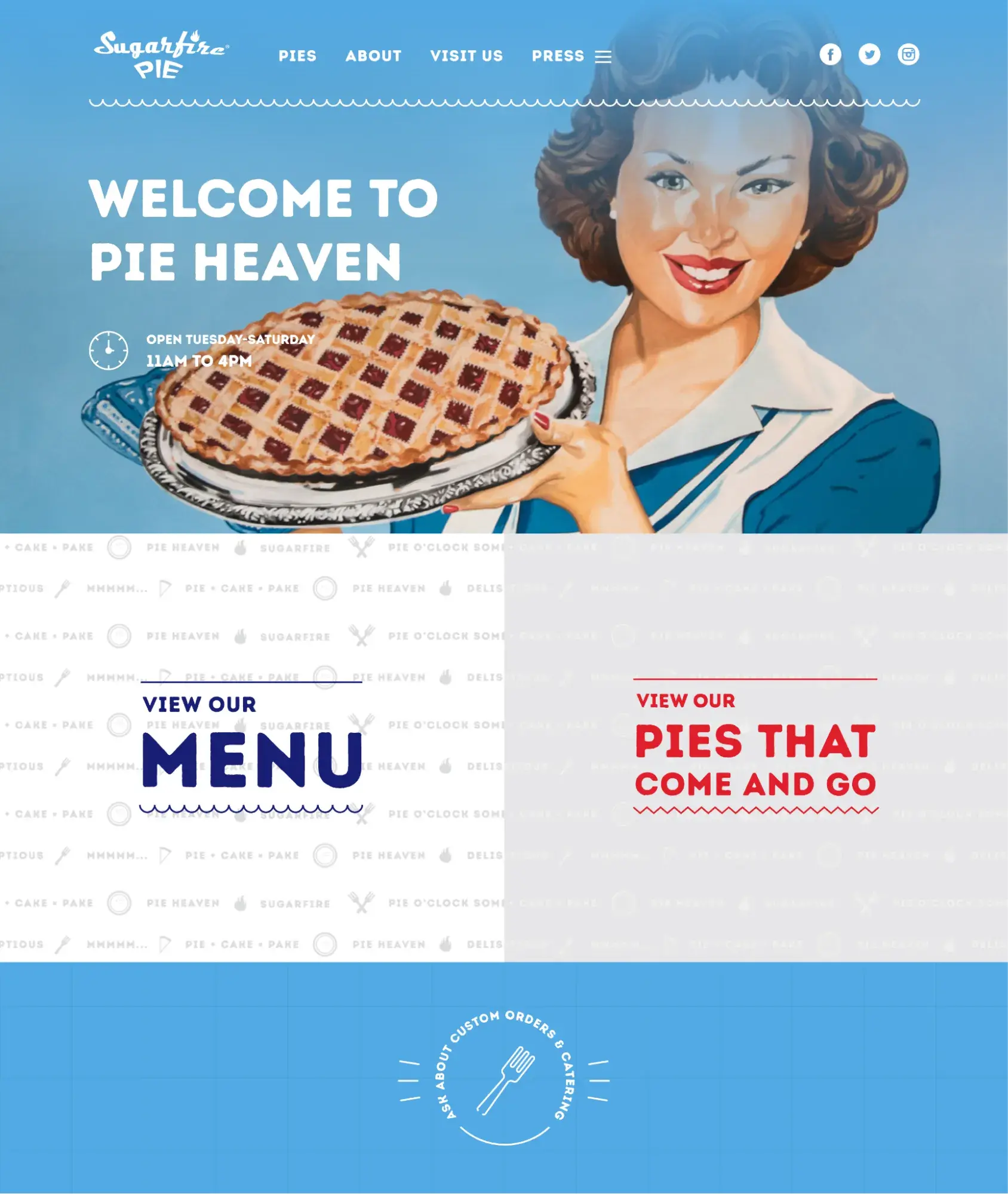 Sugarfire Pies bakery website design