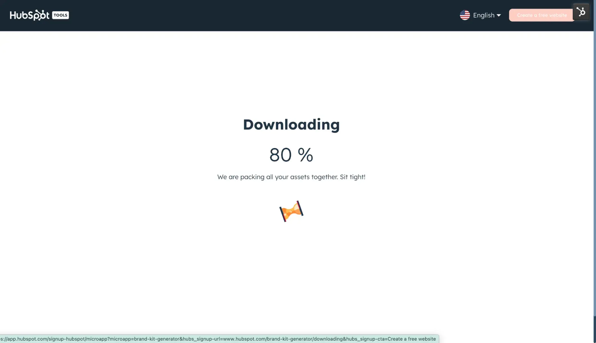 51Թϡs logo maker showing a Downloading screen as it creates the brand assets