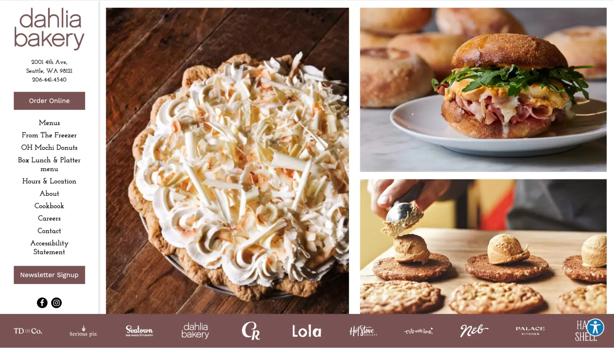 Dahlia Bakerys website design