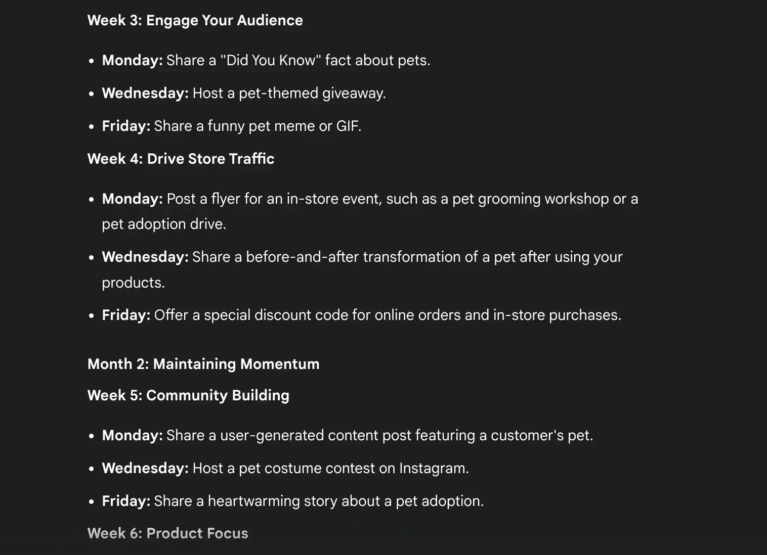  a screenshot of how I prompted Googles Gemini to create a marketing campaign with a social media calendar