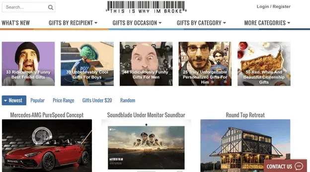 est affiliate programs example �� this is why i'm broke affiliate website homepage showcasing product recommendation monetization