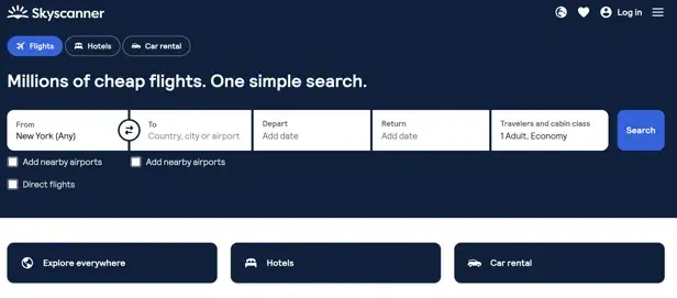 best affiliate programs for travel �� skyscanner affiliate site homepage for flight and travel comparison content monetization