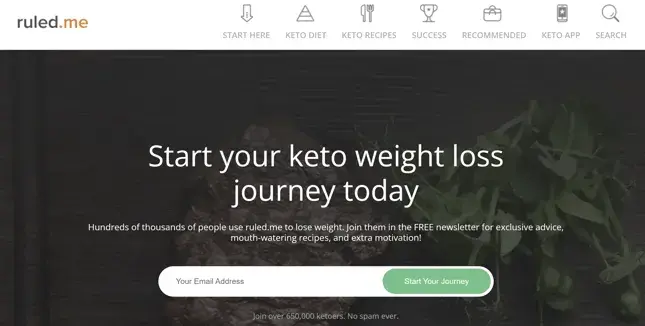 best affiliate programs example �� ruled.me keto diet affiliate content site homepage demonstrating niche blog monetization