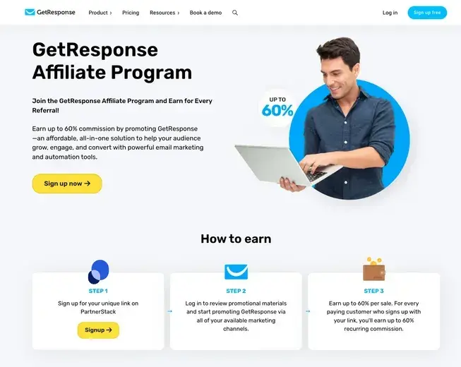 best affiliate programs for email marketing �� getresponse affiliate program homepage with commission tiers and recurring revenue details