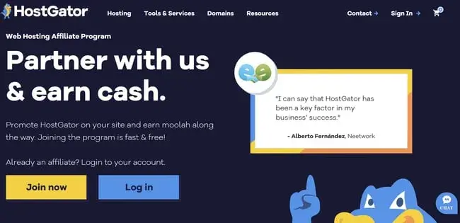 best affiliate programs for web hosting �� hostgator affiliate program page with commission rates for referral sign-ups