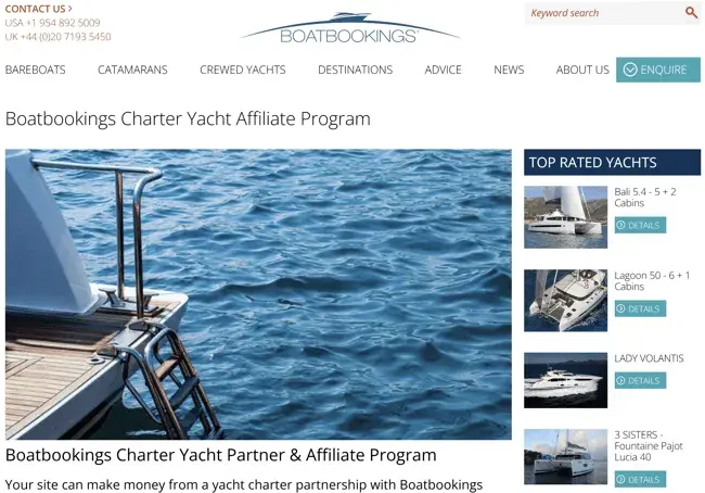 best affiliate programs for travel �� boat bookings affiliate program homepage offering commissions on luxury yacht and boat rental referrals