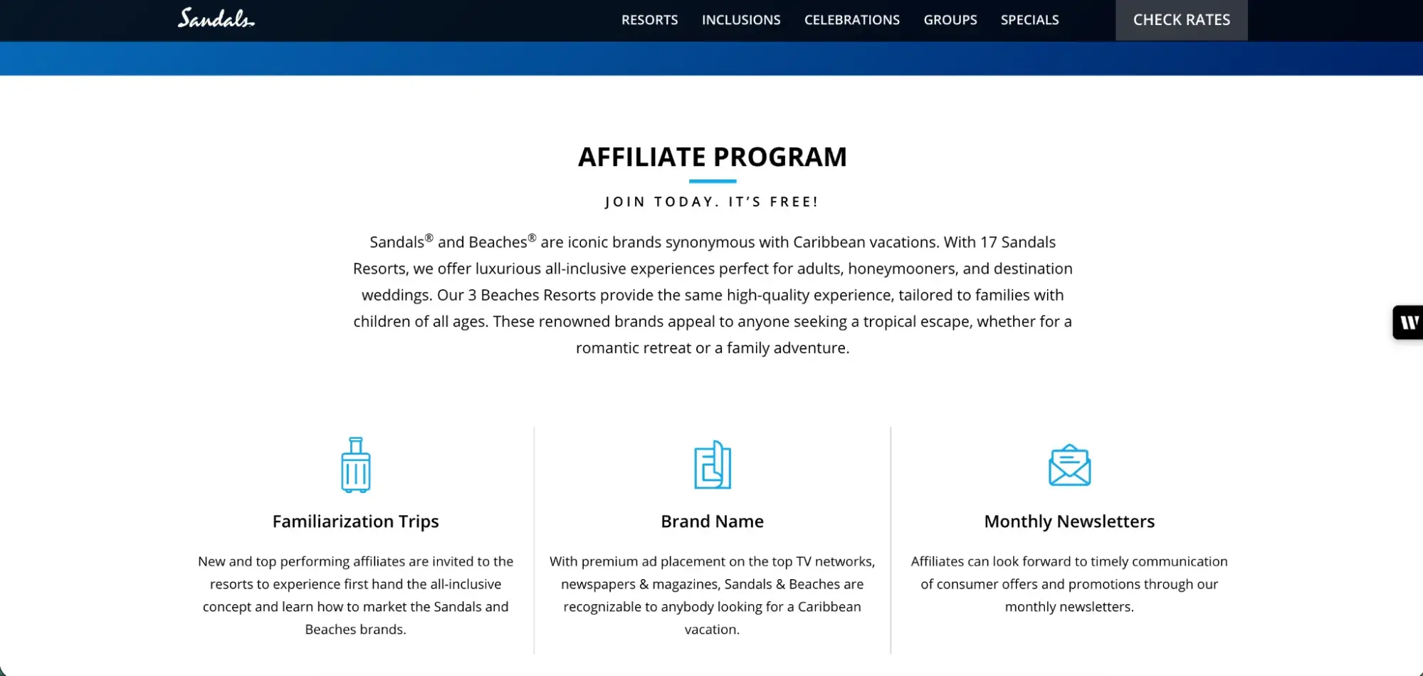 best affiliate programs �� sandals affiliate program landing page