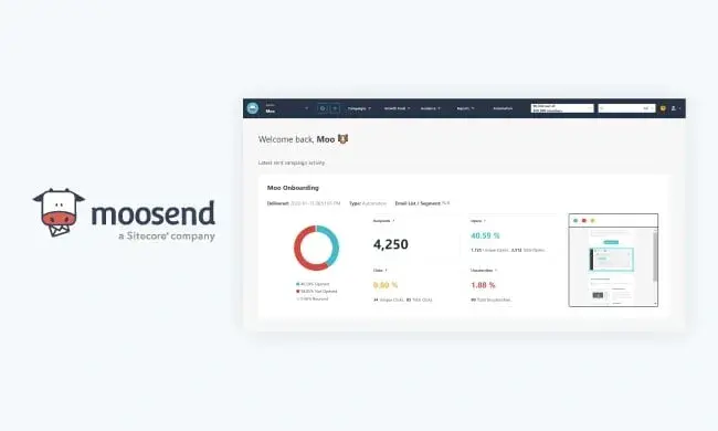digital tools marketing automation with moosend showing email builder and segmentation features