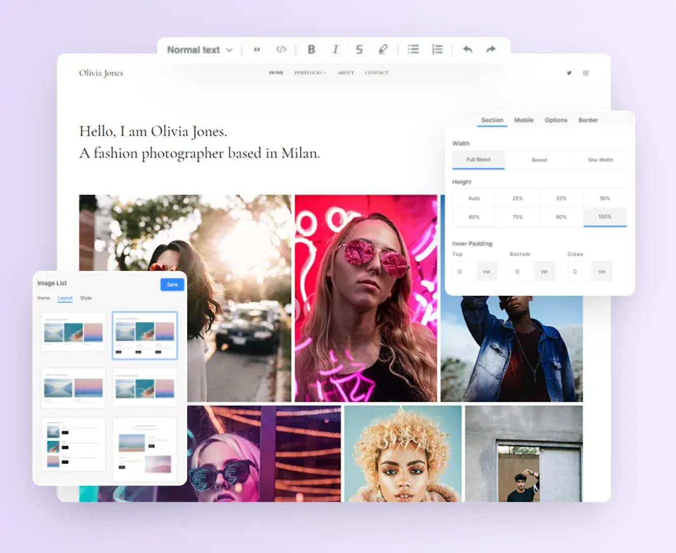 digital marketing tools and platforms for creators - pixpa website builder showing portfolio templates and seo features