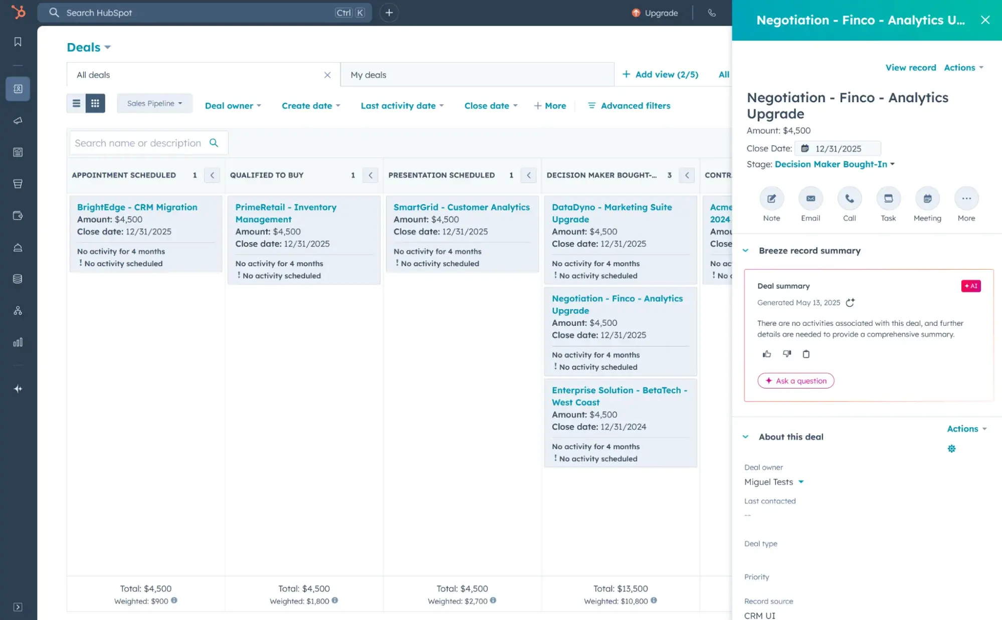 a screenshot of hubspot's user interface 