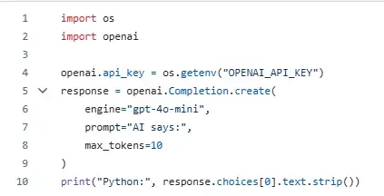 code snippet showing python code, best ai programming languages example