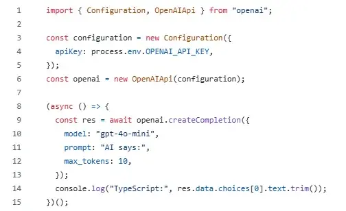 code snippet showing typescript code, best ai programming languages example