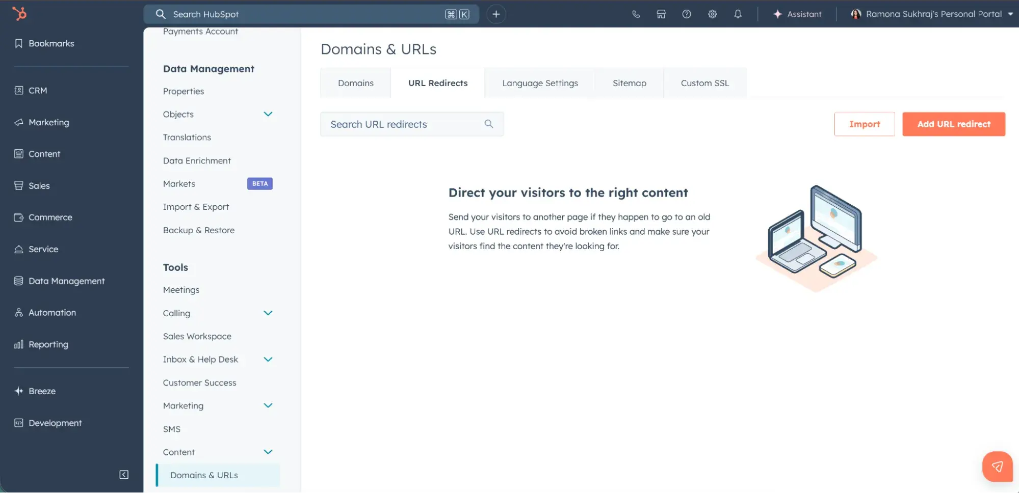 best seo friendly cms, hubspot redirects control