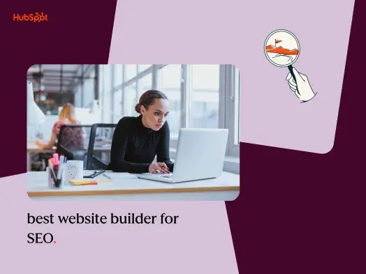 Woman on laptop searches for best website builder for SEO