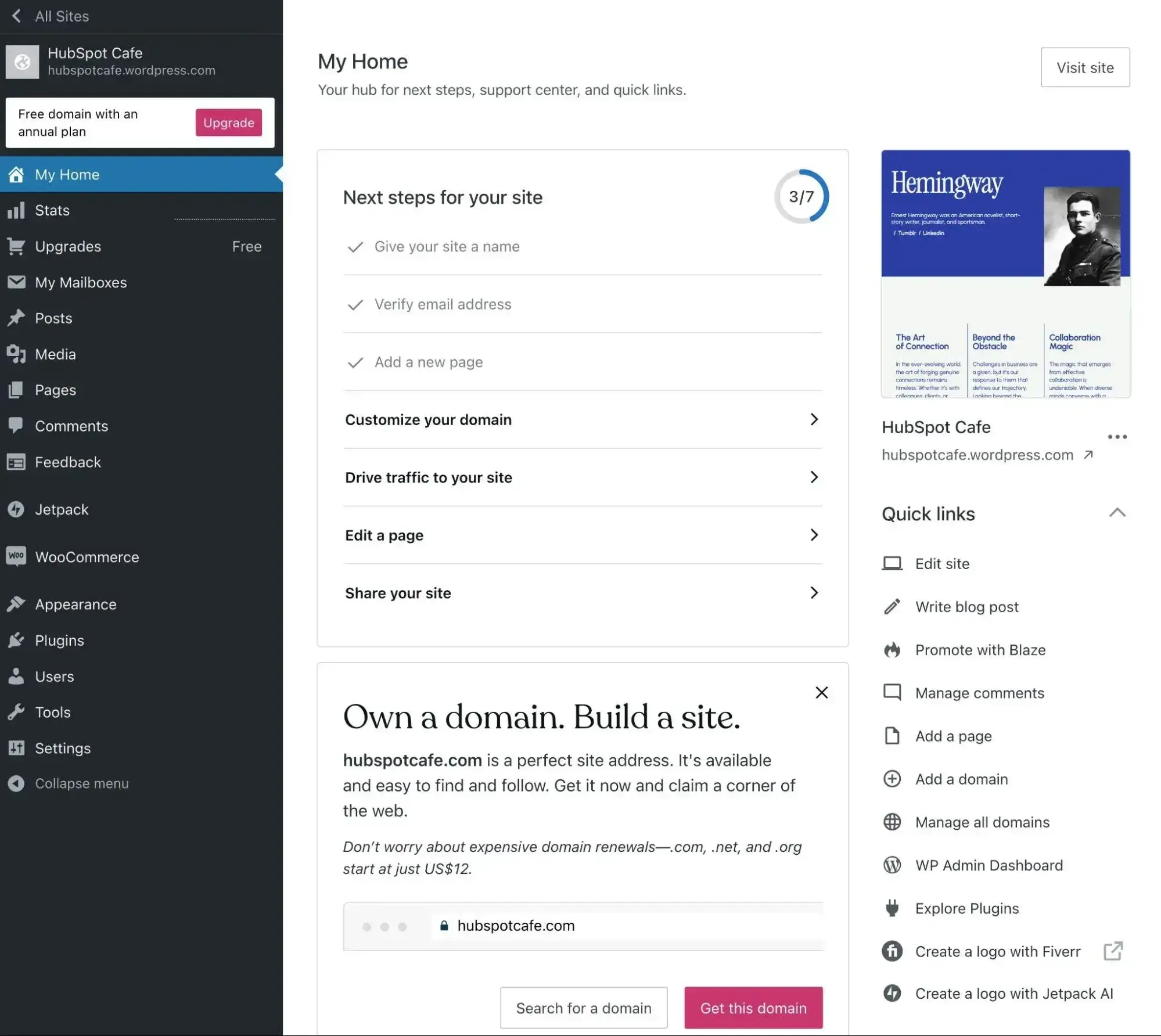 wordpress.com dashboard