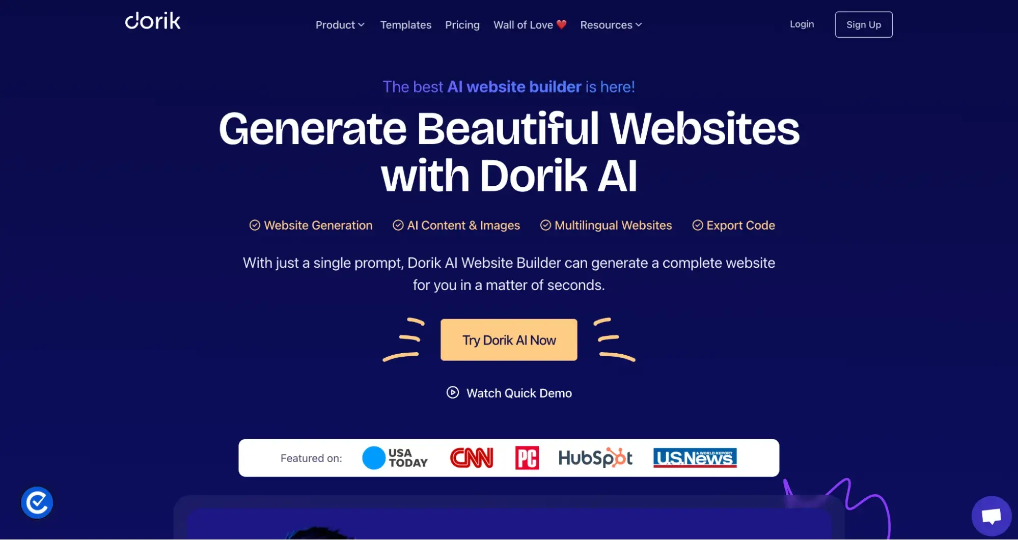 best website builder for small business: dorik