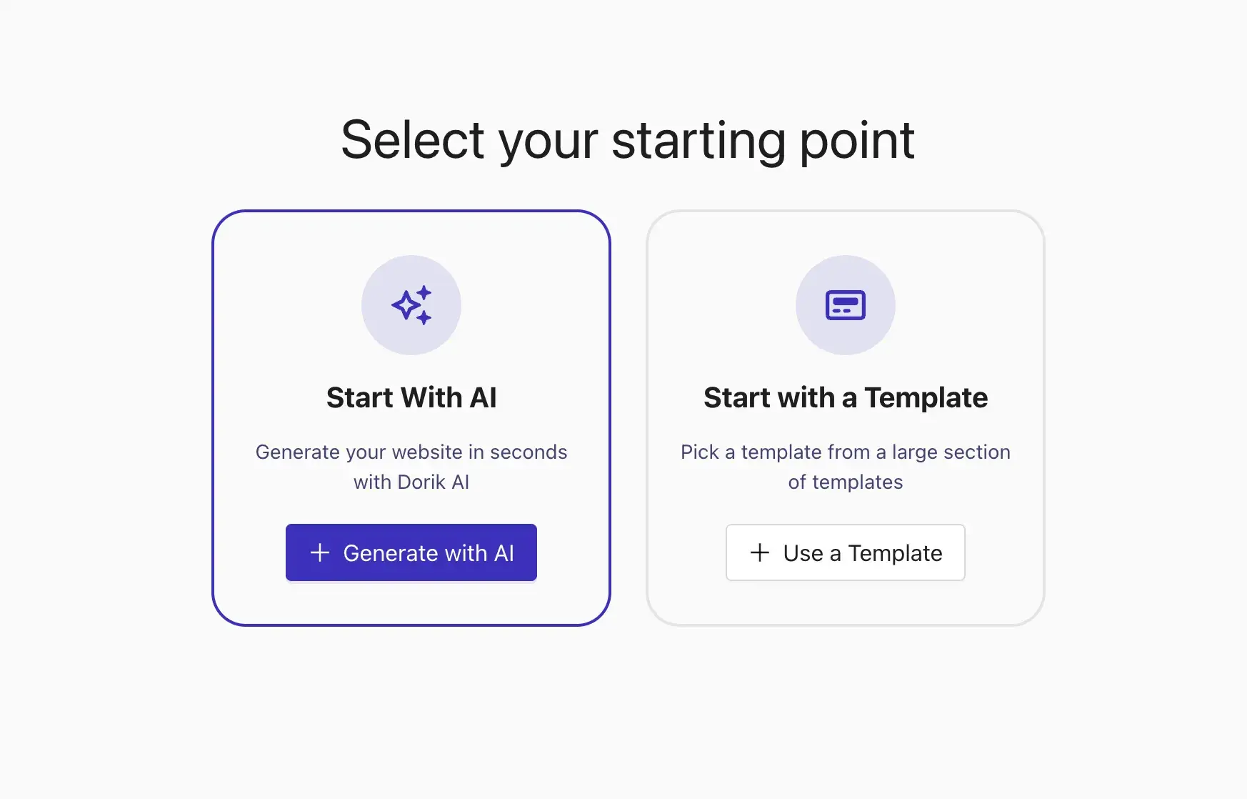 dorik start with ai or start with a template