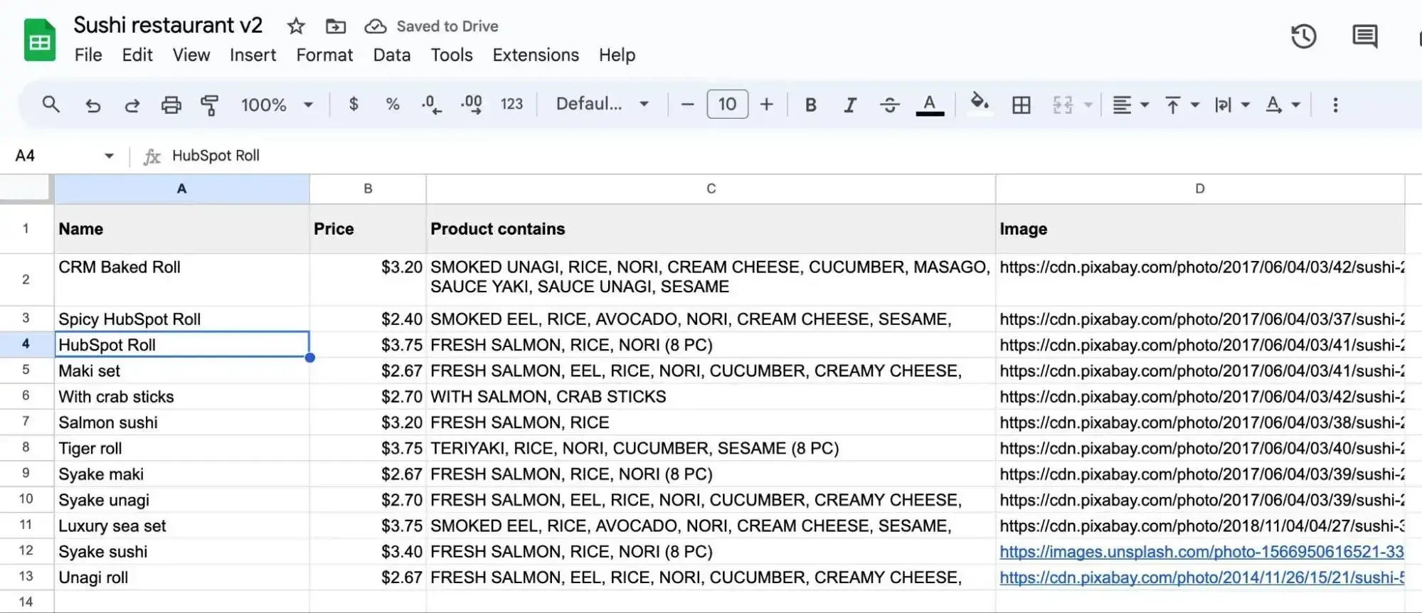 spreadsimple google sheet for website