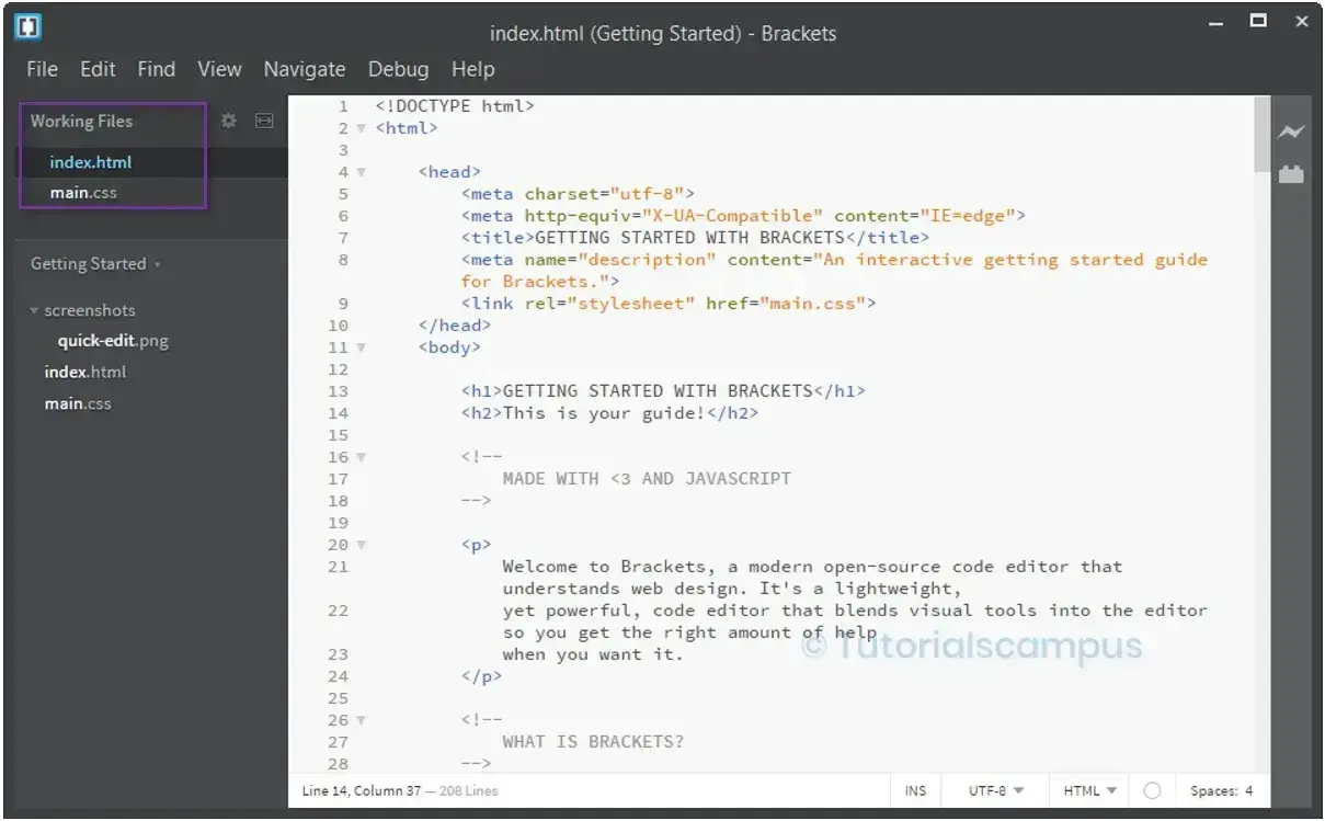 free wysiwyg editors; screenshot from brackets editor