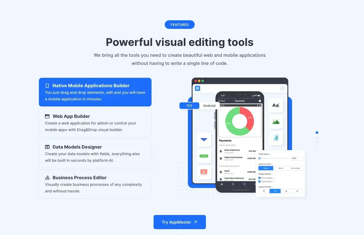 appmaster is one of the best wysiwyg html editors that we came across