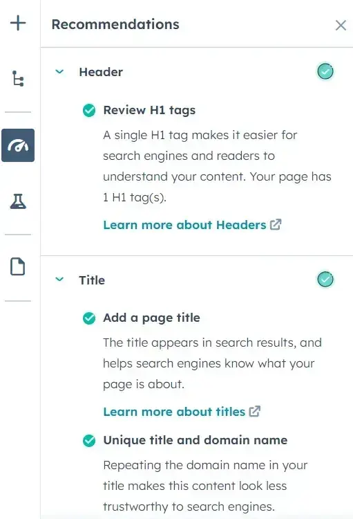 best wysiwyg html editor; screenshot from hubspots wysiwyg editor showing recommendations