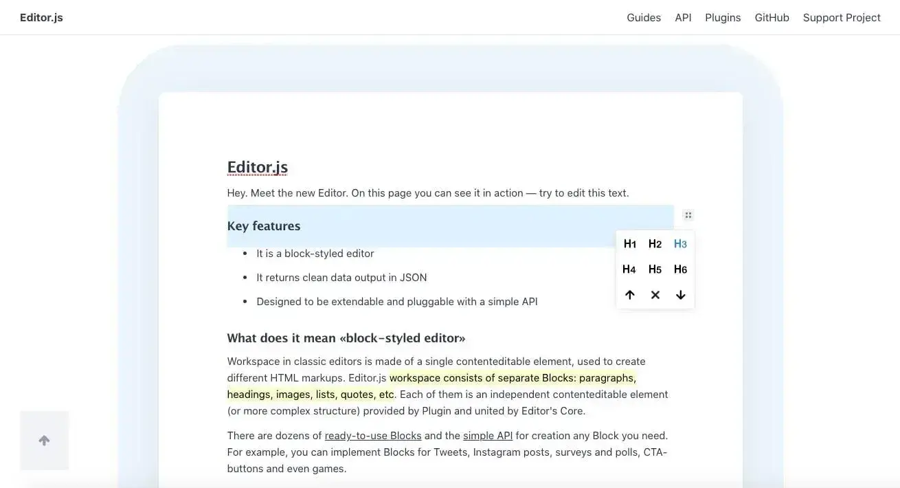 editor.js as one of the free wysiwyg editors you should try