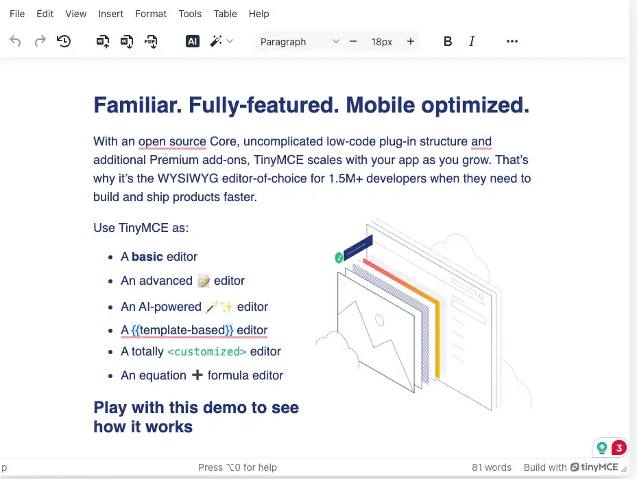 tinymce as one of the free wysiwyg html editors you should try