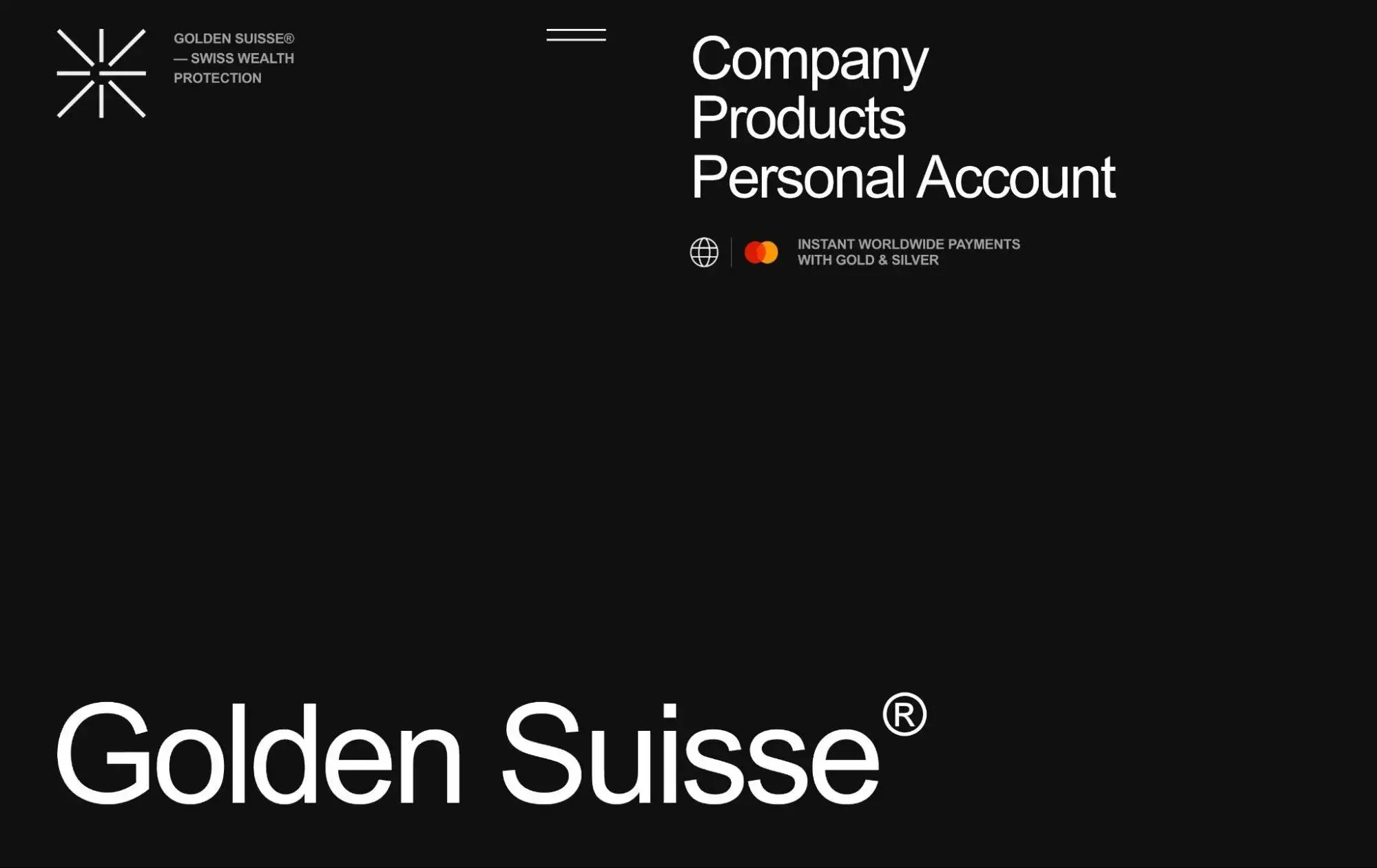 black and white website design example; the golden suisse website has a classic look.