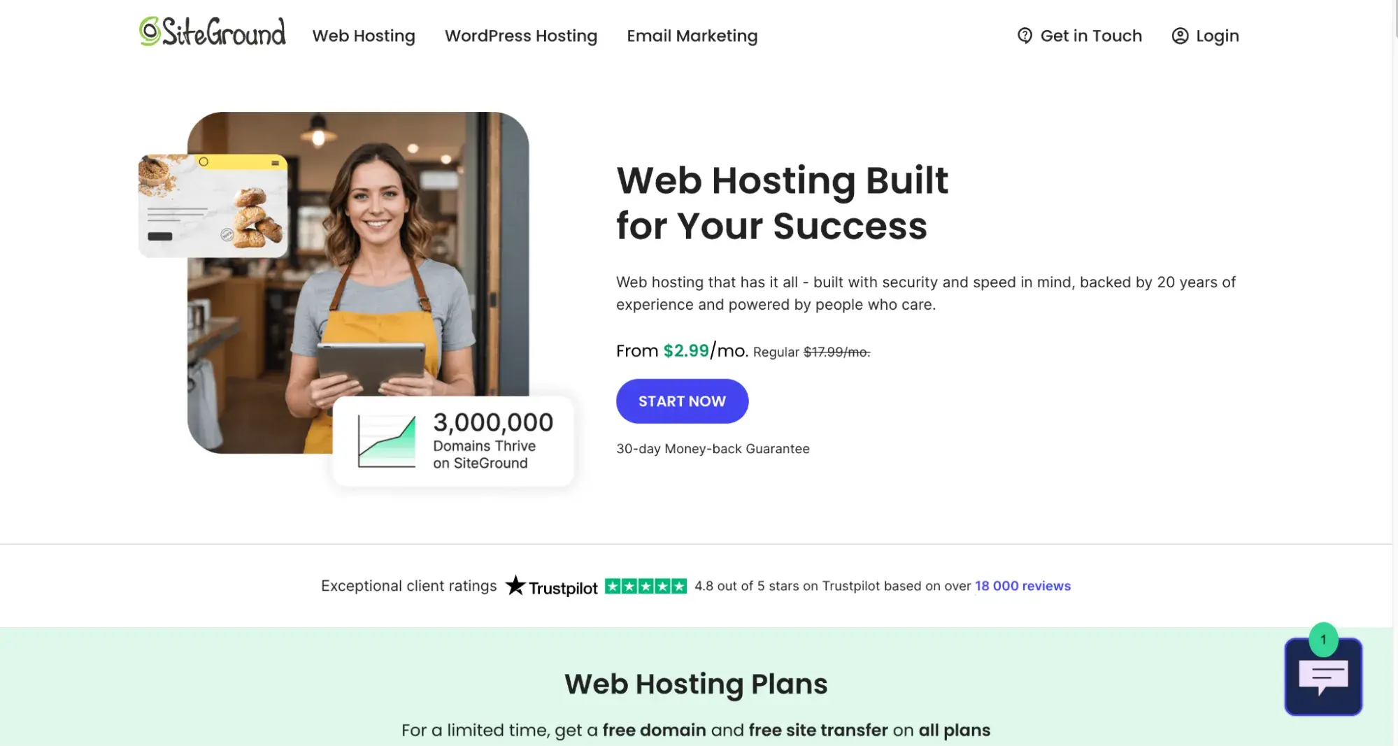 SiteGrounds blog hosting site