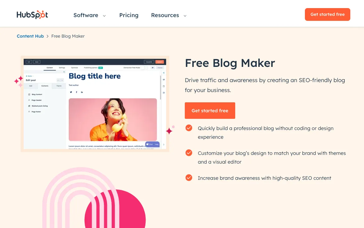 Screenshot of blog maker tool from ̽ѡs Content Hub