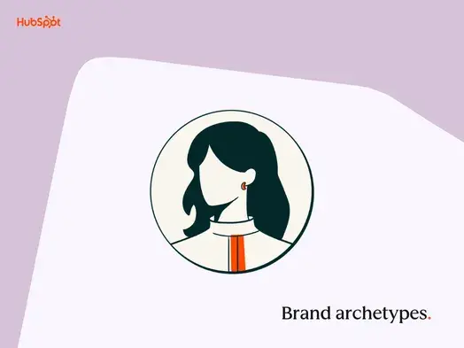 a screenshot of a HubSpot-branded featured image with a lavender background and light pink shape in the foreground, along with the words ��brand archetypes�� in the bottom righthand corner and a pictogram of a woman��s silhouette in the center of the image