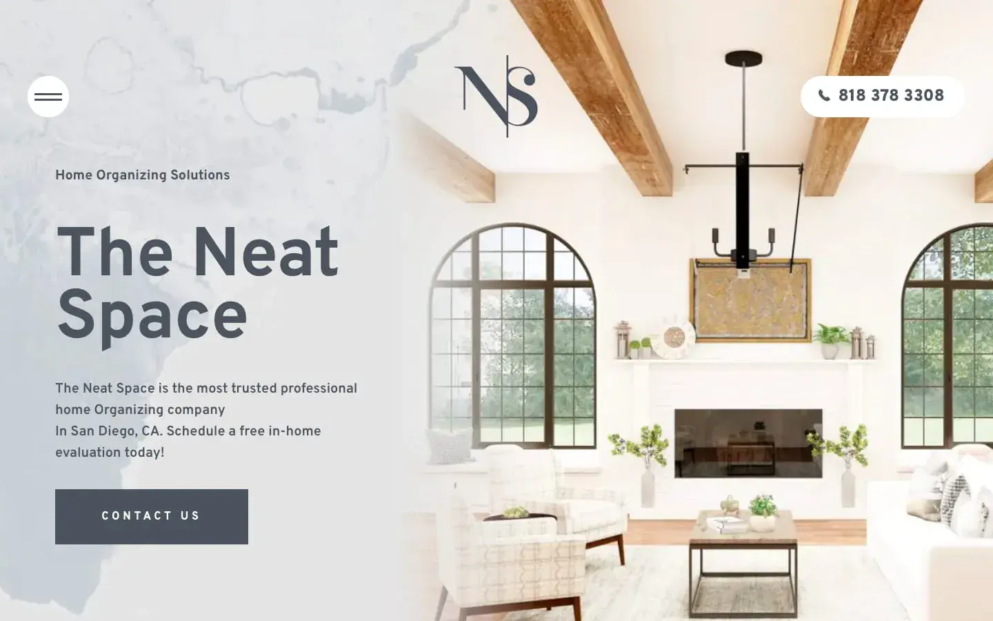 brochure website example: the neat space featuring cta to contact