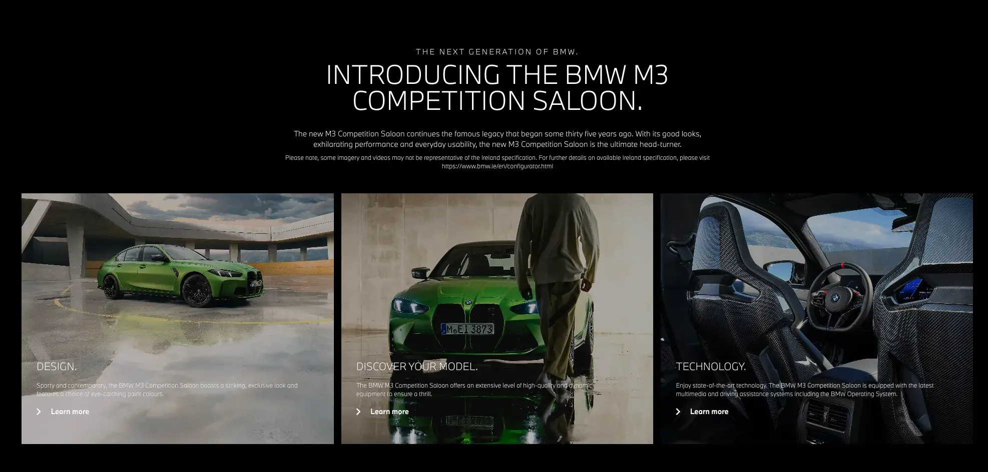 brochure website example: bmw m3 collection brochure