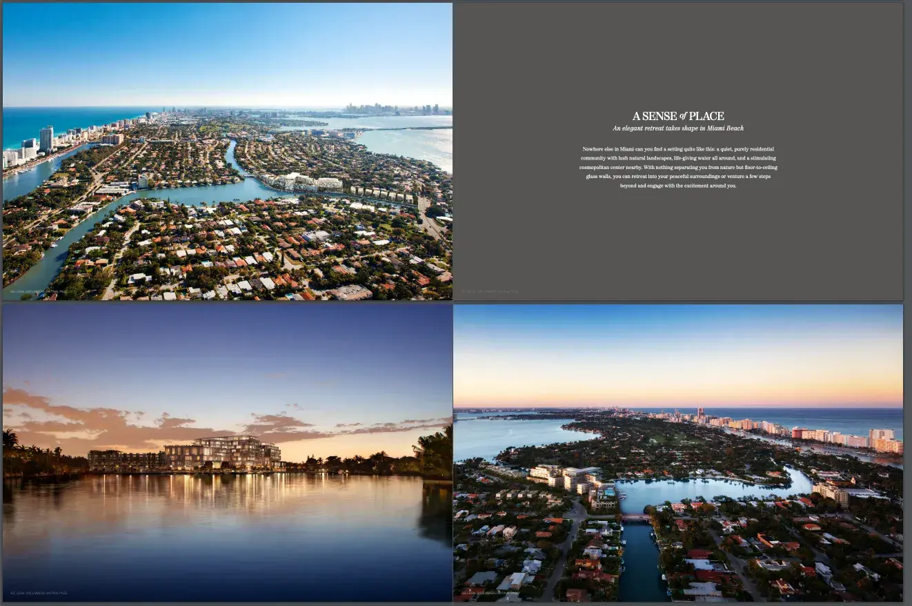 brochure website example: ritz-carlton residence brochure showing the companys miami beach residence